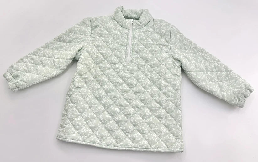 Spring Green Quilted Quarter Zip-PREORDER