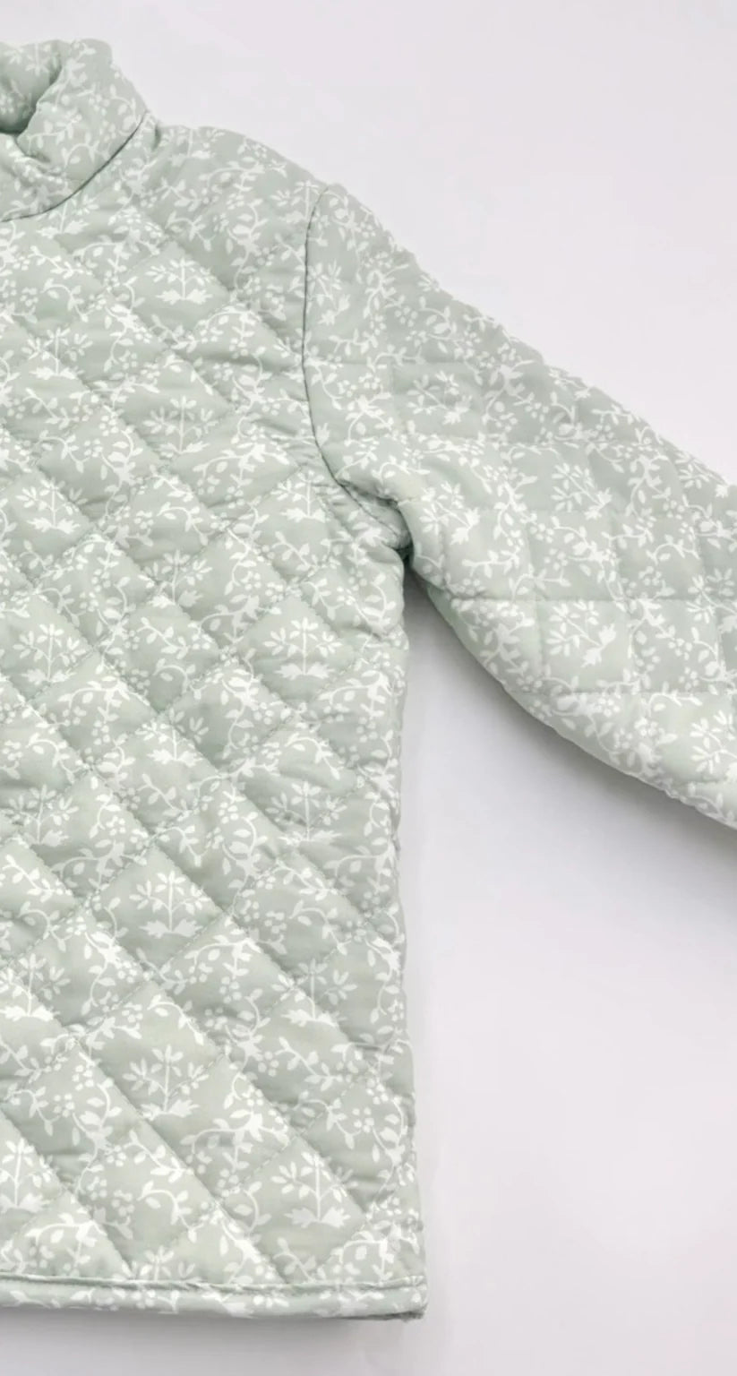 Spring Green Quilted Quarter Zip-PREORDER